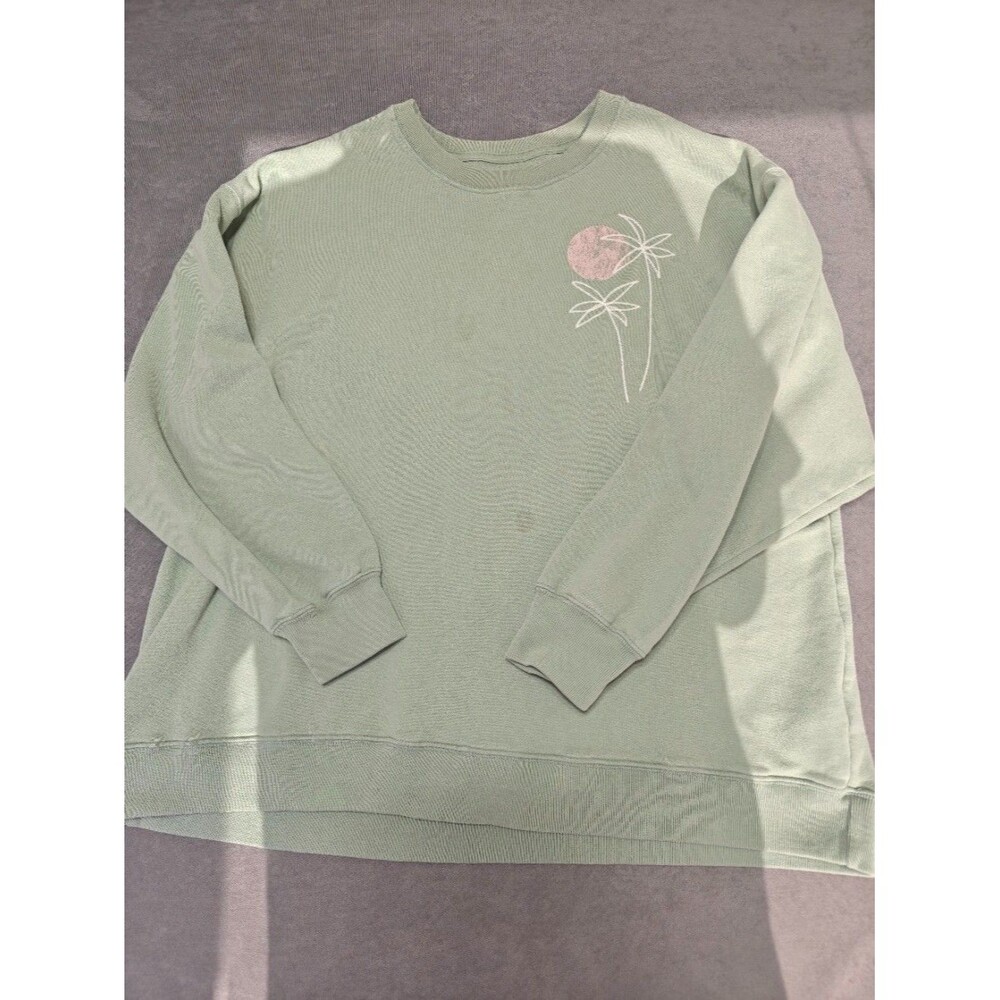 Hollister Womens XL Santa Monica Waves Sweatshirt Green Palm Surf Graphic